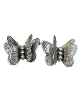 Vintage Sterling Double Fleur De Lis Crown Chatelain/Sweater Pins